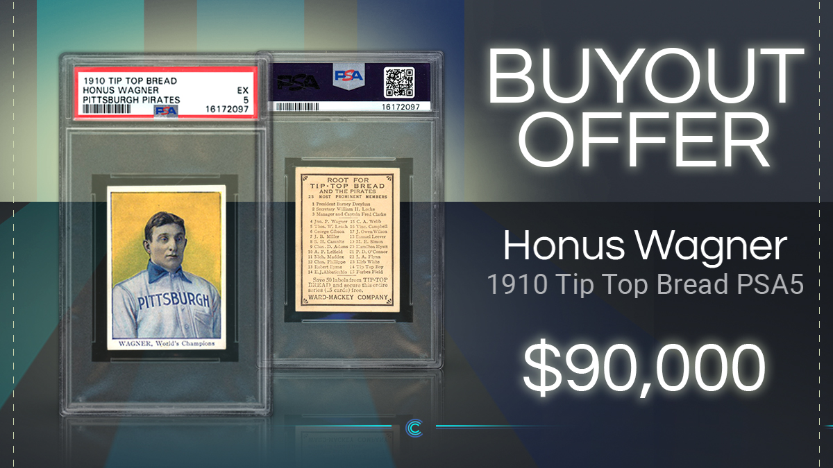 📢 Breaking News - We have received a $90K buyout offer on our Honus Wagner 1910 Tip Top Bread PSA 5
Shareholders would receive approx. $7.89 net per share if the offer is accepted - this represents a -21.1% net change over the IPO price and a 5.2% premium over the last traded