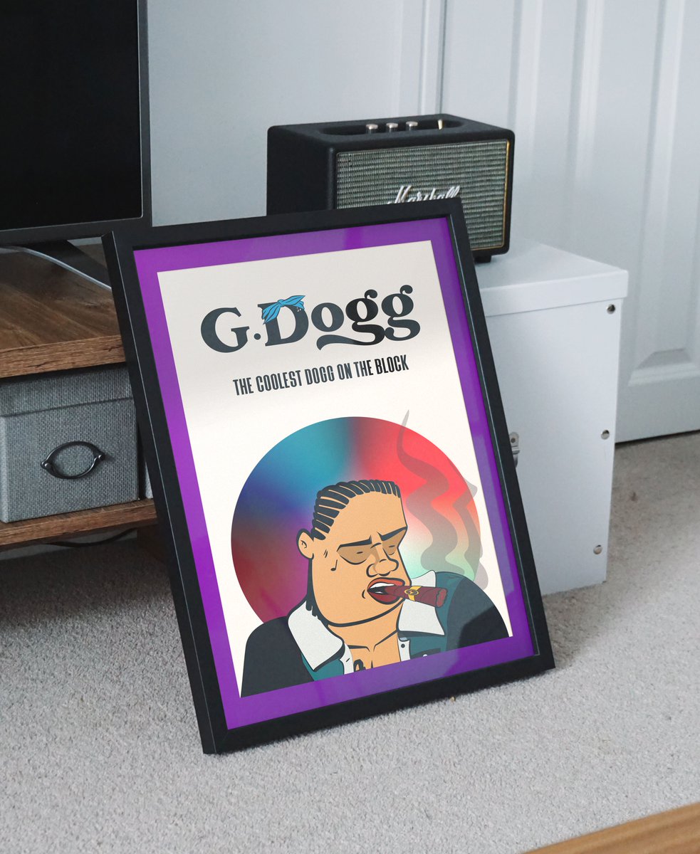 gdoggnft's tweet photo. G up your house with a poster of your G.Dogg NFT. Posters come with a purchase of the Triple OG (yellow background) and Boss OG NFT👑 #nftsale #NFTartwork #NFTCommunitys #NFTsales #nftcollector #NFTdrops https://t.co/zyvHdc87AH