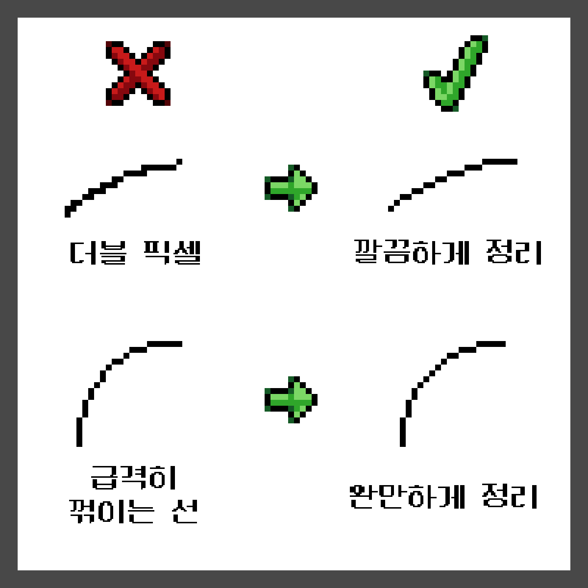 washwaswash's tweet photo. 도트 쌩기초 튜토리얼!

해당 내용은 참고만 해주세요 ^//^ 저도 공부하는 입장이고 당연히 그림에 정답은 없답니다!👍
도트를 시작하려는 분들께 도움이 됐으면 좋겠네요! https://t.co/yfGzFJT3zA
