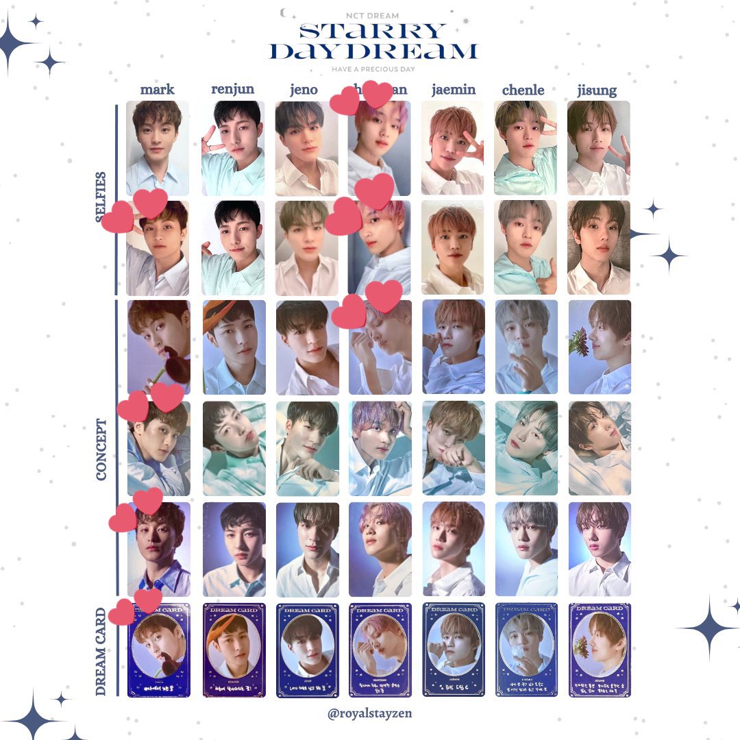 xmkdn's tweet photo. NCT DREAM starry daydream トレカ 交換 nctdream

譲：ジェノ ジェミン　チソン　チョンロ

求：マーク　ヘチャン　💓優先

郵送での交換希望です！

お気軽にお声掛けください。 https://t.co/QpkqAyfnva
