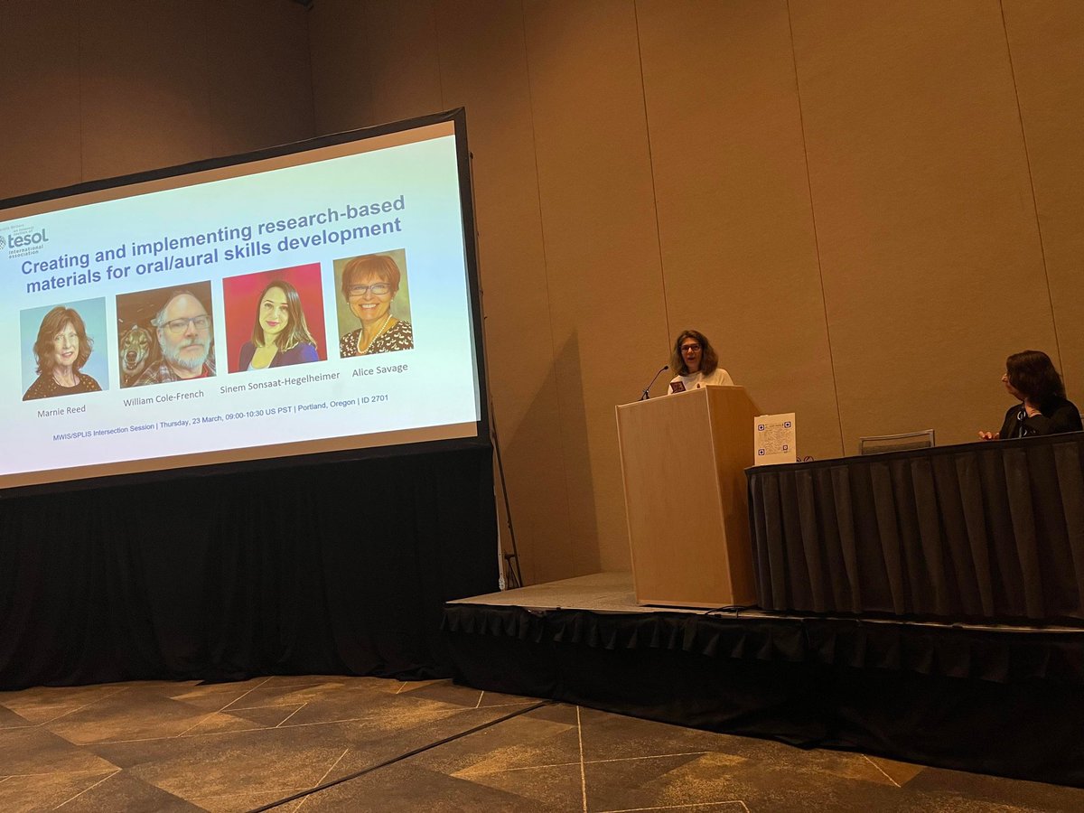 TESOLMWIS's tweet photo. (1) #TESOL2023 #MWIS-SP Intersection Panel: Creating and implementing researrch-based materials for oral/aural skills development. Moderated by @Beatrix Burghardt https://t.co/PVS0r3UCxp