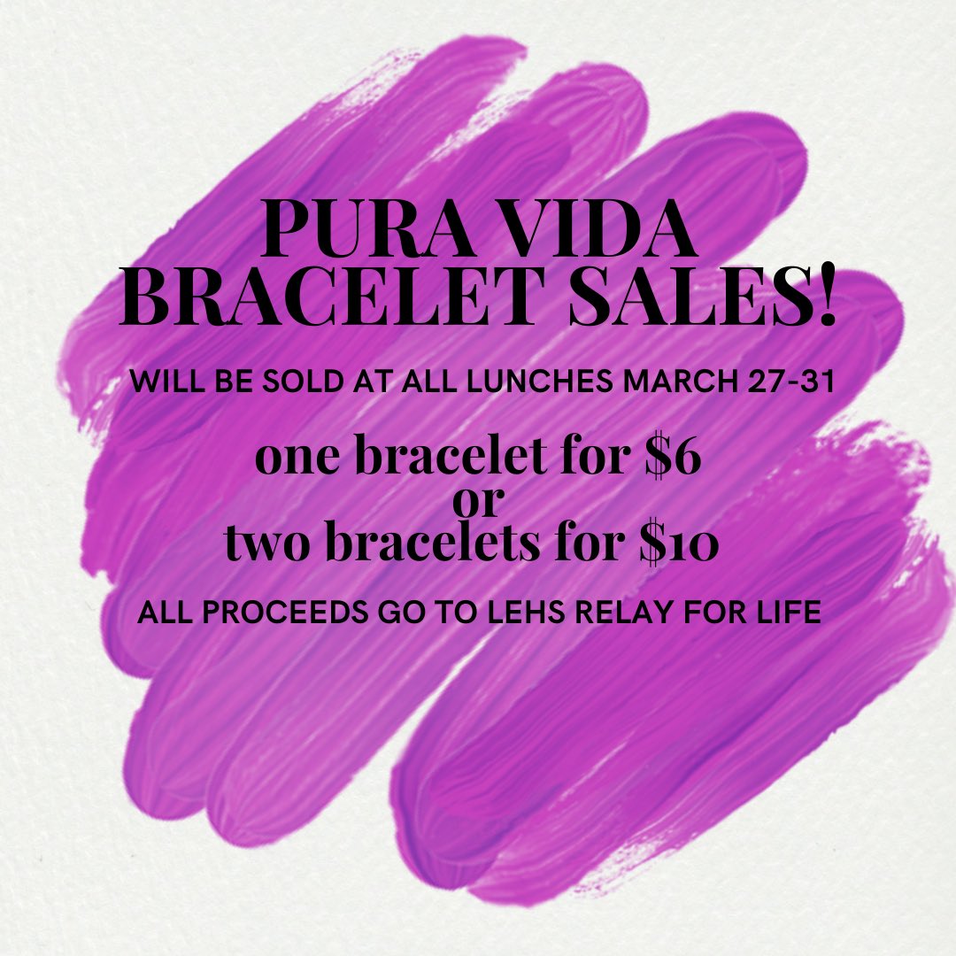 NEON PURA VIDA BRACELET FUNDRAISER🧡💙💛💚 all proceeds go to relay!