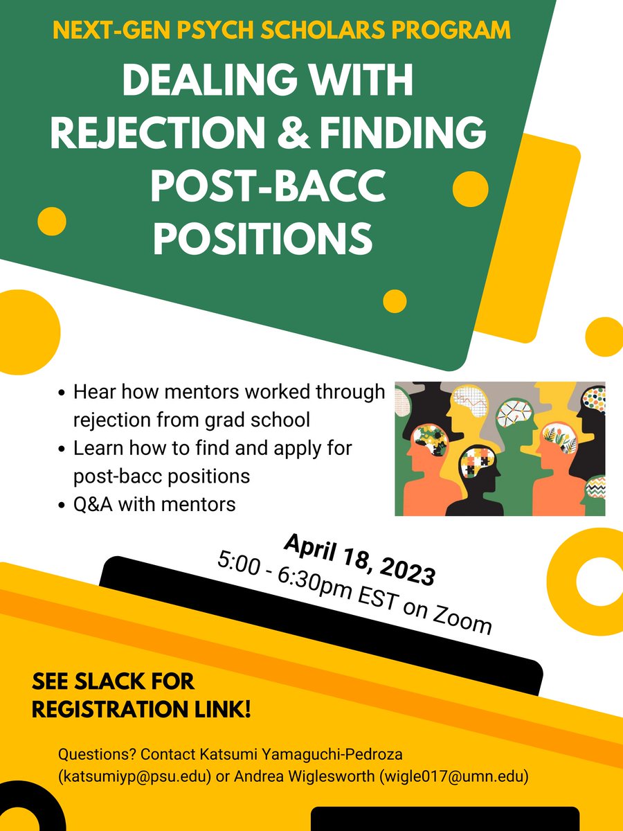 NextGenPsych's tweet photo. As we approach the end of this application cycle, we reflect on how things don't always work out the way we would like. 

Join our amazing lead mentors @katsumi_yp and @a_wiglesworth  on April 18 to hear about how to deal with rejection and set yourself up for future success! https://t.co/ByYIhI2pTc