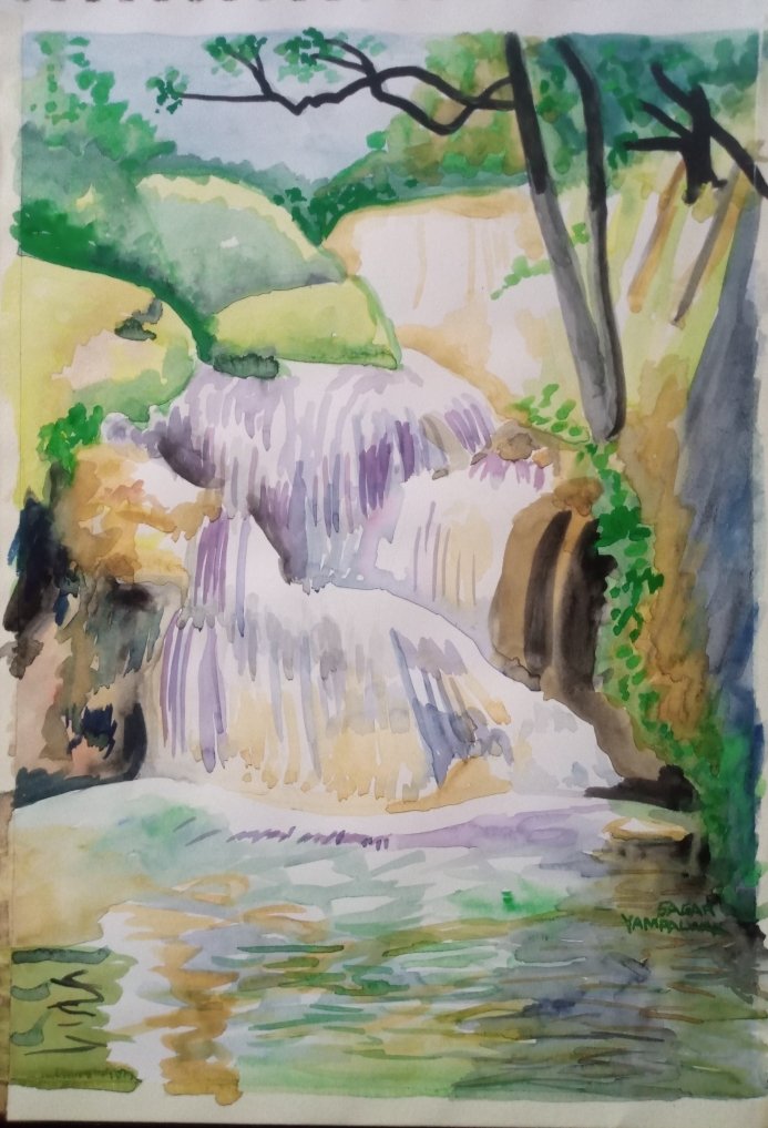 M_Yampalwar's tweet photo. Title:- The wondering waterfall (Nature)                                             Medium:- watercolor on  paper.                                                       Size 16×11.10 inches                                       #passion #watercolourmystery #iws  #GlobalIWS https://t.co/P1SpEcsPJ3