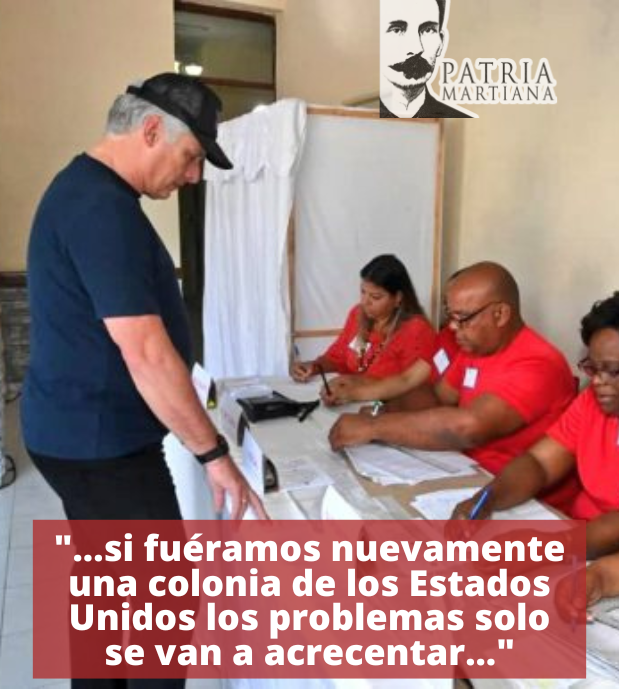 “Algunos pueden poner por delante la situación económica...si fuéramos nuevamente una colonia de los EE.UU. los problemas solo se van a acrecentar, si todo estuviera privatizado ¿cuál fuera el futuro de los jóvenes?”

<a href="/DiazCanelB/">Miguel Díaz-Canel Bermúdez</a> 

<a href="/gorrionassp/">Isabel María de Valdivia</a> <a href="/teleSURtv/">teleSUR TV</a> 
#PatriaMartiana