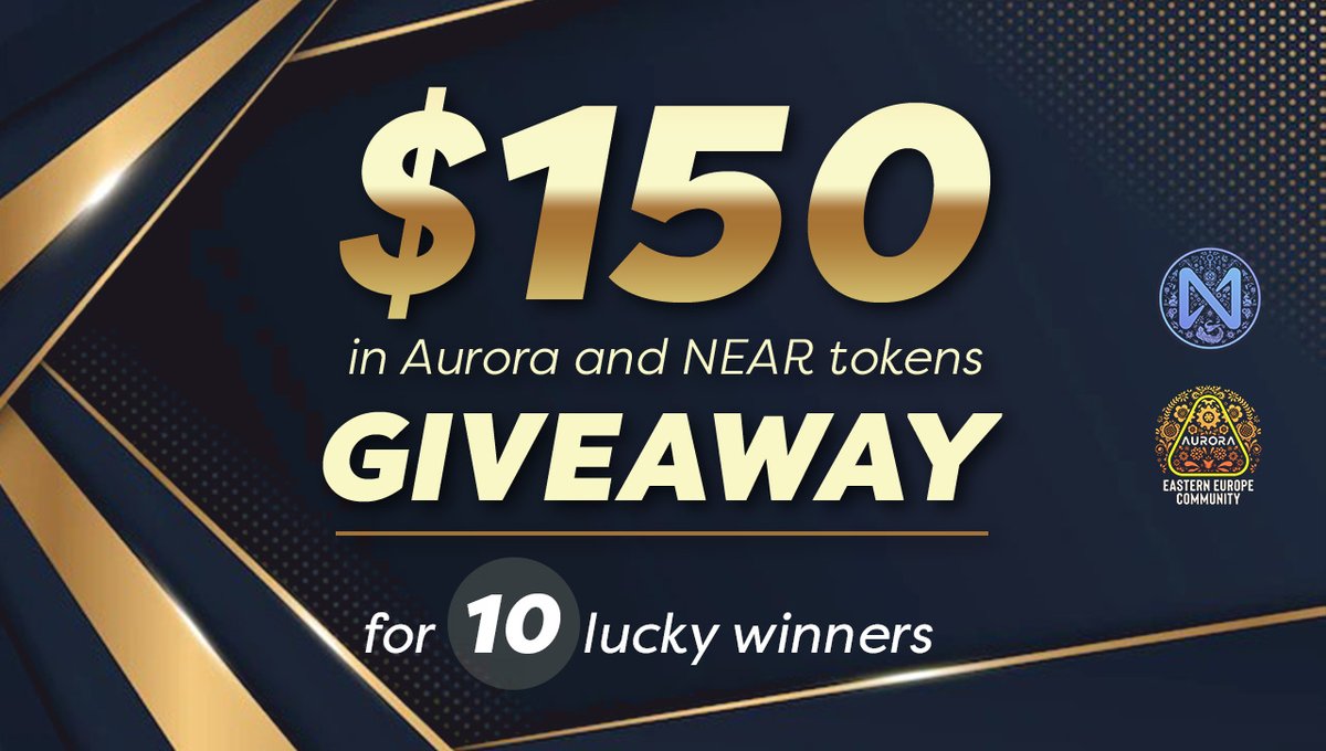 🎉 Aurora Eastern Europe x NEAR Native Community #Giveaway 

🎁 $150 in AURORA and NEAR tokens for 10 lucky winners

How to join:
💁🏻‍♂️Follow <a href="/Aurora_is_near/">Aurora Eastern Europe Community</a> + <a href="/near_protocol/">NEAR Native Community</a>
💚RT, Like and Tag 3 friends
➕Write your #Metamask address in the comments

⏰ Mar 29th, 15:00 UTC