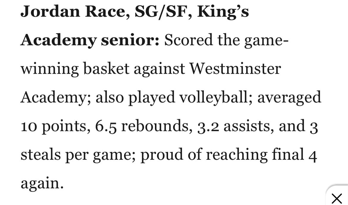 TKALionsgirlsbball (@tkalionsgirlsbb) on Twitter photo Congrats to 2023 Jordan Race on being named All-County 1st Team by the Sun Sentinel. <a href="/jordanrace11/">jordan race</a> <a href="/TKALions/">The King’s Academy Athletic Dept.</a> <a href="/tkalionsgirlsbb/">TKALionsgirlsbball</a> <a href="/SUTSReport/">SUTS Report</a> <a href="/MiamiSuns/">Miami Suns</a> <a href="/PBCBBallForum/">#PBCHOOPS</a> <a href="/Sentinel_Sports/">Sun Sentinel Sports</a> <a href="/PGHFlorida/">Prep Girls Hoops Florida</a> <a href="/Rangeman_Films/">Films, Rangeman Media</a> <a href="/EraPrep/">New Era Prep</a> Congrats to 2023 Jordan Race on being named All-County 1st Team by the Sun Sentinel. <a href="/jordanrace11/">jordan race</a> <a href="/TKALions/">The King’s Academy Athletic Dept.</a> <a href="/tkalionsgirlsbb/">TKALionsgirlsbball</a> <a href="/SUTSReport/">SUTS Report</a> <a href="/MiamiSuns/">Miami Suns</a> <a href="/PBCBBallForum/">#PBCHOOPS</a> <a href="/Sentinel_Sports/">Sun Sentinel Sports</a> <a href="/PGHFlorida/">Prep Girls Hoops Florida</a> <a href="/Rangeman_Films/">Films, Rangeman Media</a> <a href="/EraPrep/">New Era Prep</a>