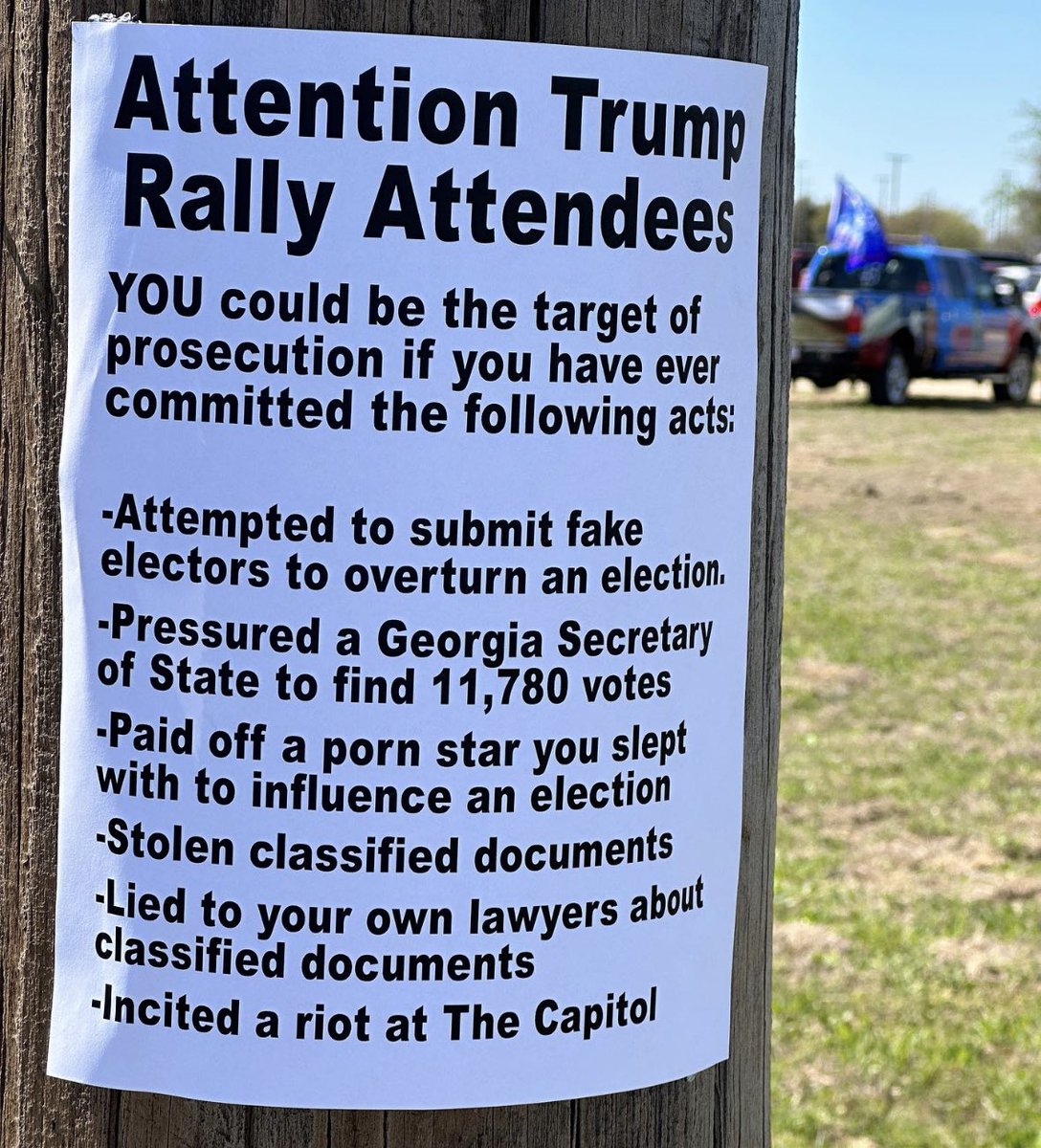 Our sign at the Trump rally for the “This isn’t about Trump it’s about YOU” crowd.