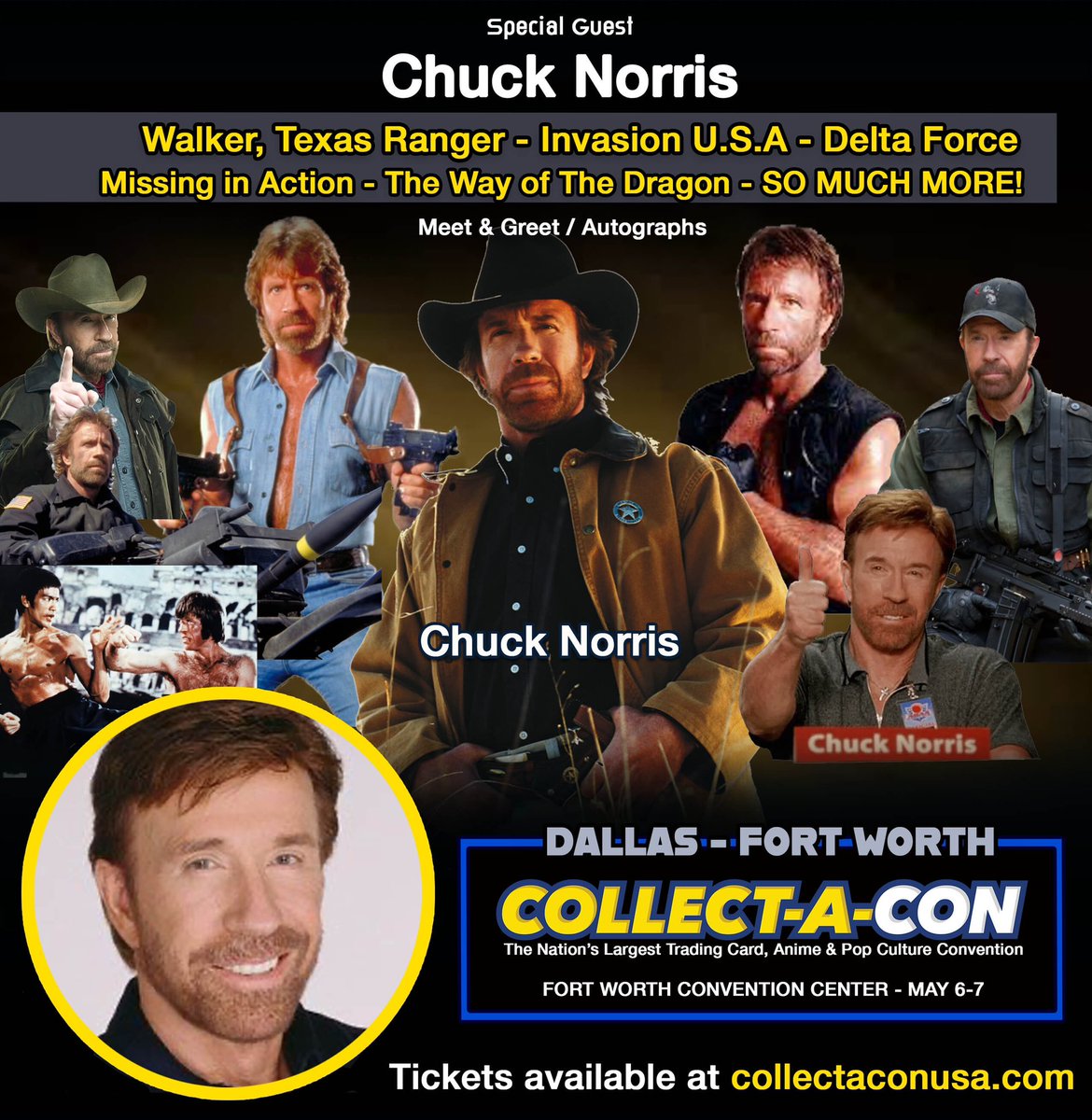 Meet legendary icon CHUCK NORRIS at Collect-A-Con Dallas Ft Worth, May 6-7, 2023! @chucknorris
#fortworth #texasrangers #dallascomiccon #fanexpodallas #dallasmavericks #dallascowboys #dallaslife #fortworthtexas #walkertexasranger #collectacon #chucknorris #dfw #CAC