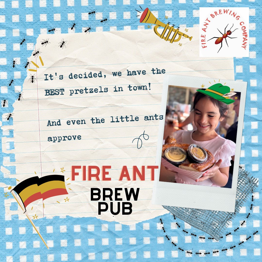 FireAntBrewing's tweet photo. We have the best pretzels in town, all day- EVERY day. π₯¨
We really appreciate the whole crew coming out... we love ants of all ages! β€π
#tomballtx #texasbrewery #fireantbrewing #smallbusiness #craftbeer #fireantbrewpub #fireantbrewingco #prost #familyalways #sundayvibes https://t.co/iHEh1tAVen