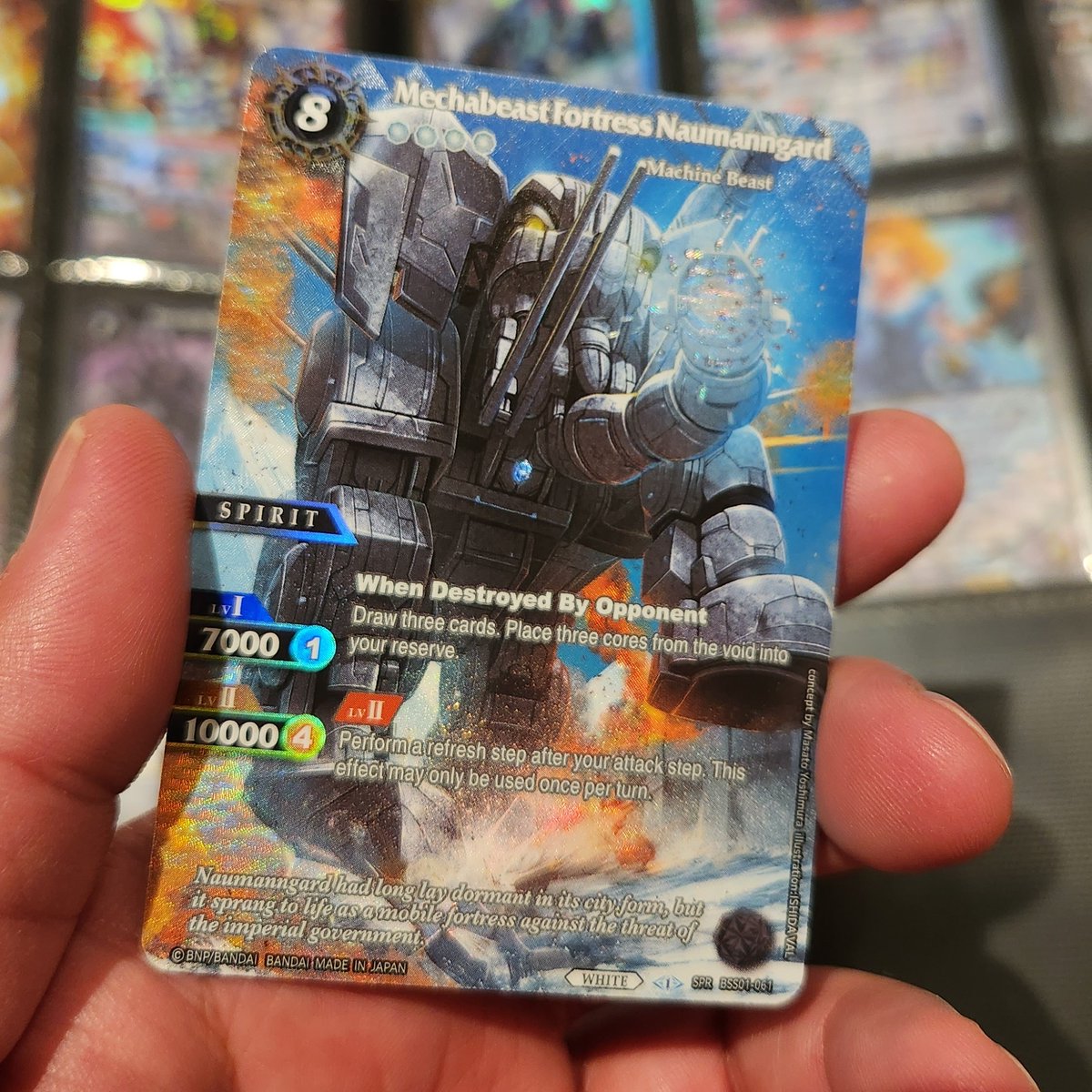 TCGTaj's tweet photo. My box hits from my 2 booster boxes I opened on Friday were Rex and Naumanngard. Swapped the Rex for Royal Potion (because I love the artwork). Would loved to have swapped the Naumanngard for a Deadly Balance, but I didn't get a chance.
#BattleSpiritsSaga #BSSLaunch https://t.co/XC71eqBKxg
