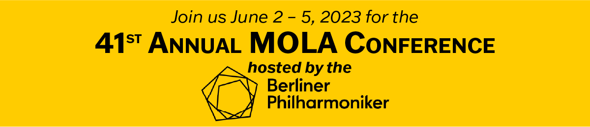 ✨📚🎵Registration is open and ongoing for our 41st Annual Conference, hosted by <a href="/BerlinPhil/">Berliner Philharmoniker</a>! Visit mola-inc.org/p/mola-berlin-… for details, and we hope to see you there!✨🎶📚