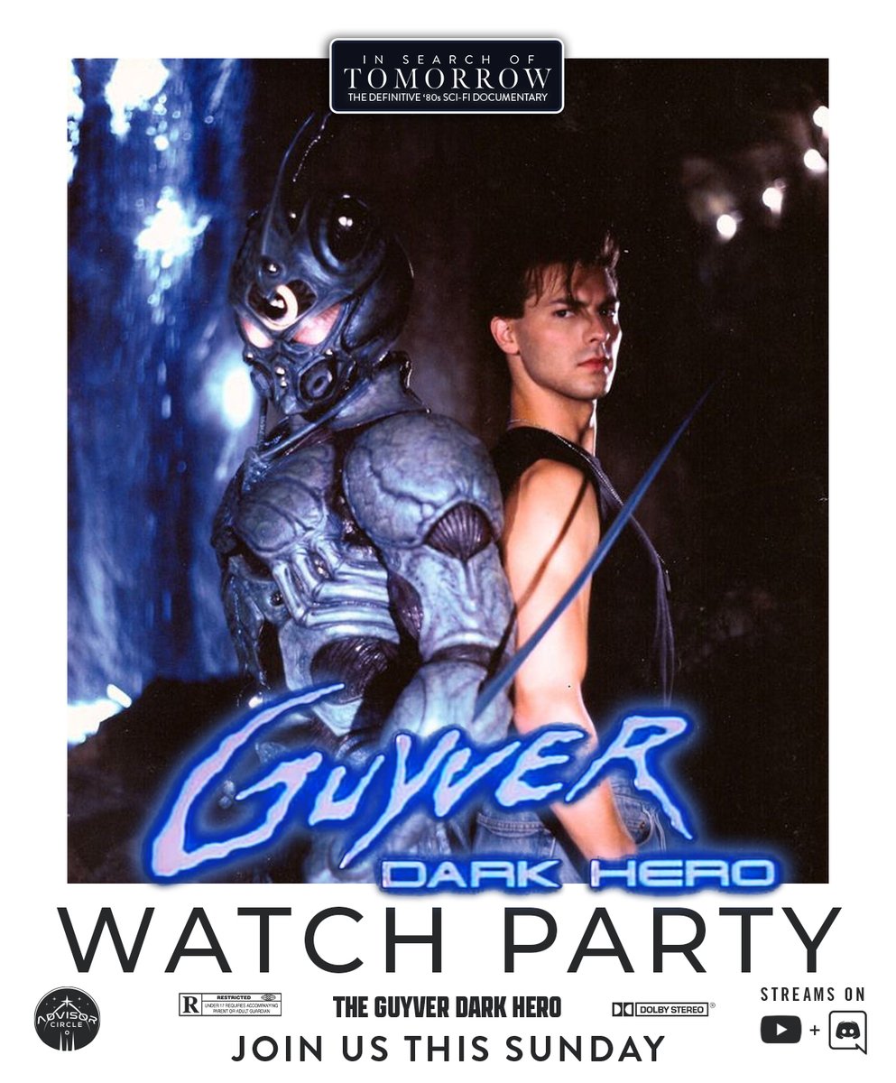 80sfantasydoc's tweet photo. In Search of Tomorrow: GUYVER: DARK HERO (1994) watch party is livestreaming now.

Watch it live on YouTube https://t.co/zaCwLMi7su while we chat on Discord. See the link in bio to join Discord.

#90s #scifi #action #anime #manga #sciencefiction #movies #GuyverDarkHero #Guyver2 https://t.co/iulur9ULMS