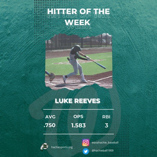 Congratulations to our JV Players of the Week! Will Henley, So. &amp; Luke Reeves, Fr. #exceedtheexpectation 
<a href="/lukereeves_25/">Luke Reeves</a> <a href="/_willhenley25/">@_willhenley25</a> <a href="/RBI_Club/">Waxahachie Baseball</a> <a href="/WaxahachieISD/">Waxahachie ISD</a> <a href="/hachiesports/">Waxahachie ISD Athletics</a>