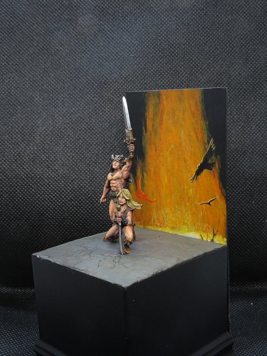 VonSpeek's tweet photo. El segundo proyecto del año acabado, ahora a decidir qué hacer ahora, demasiadas ideas y tan poco tiempo. #Warmomger #Diorama #CONAN #painting #paintingminiatures https://t.co/gTs3ha6wo5