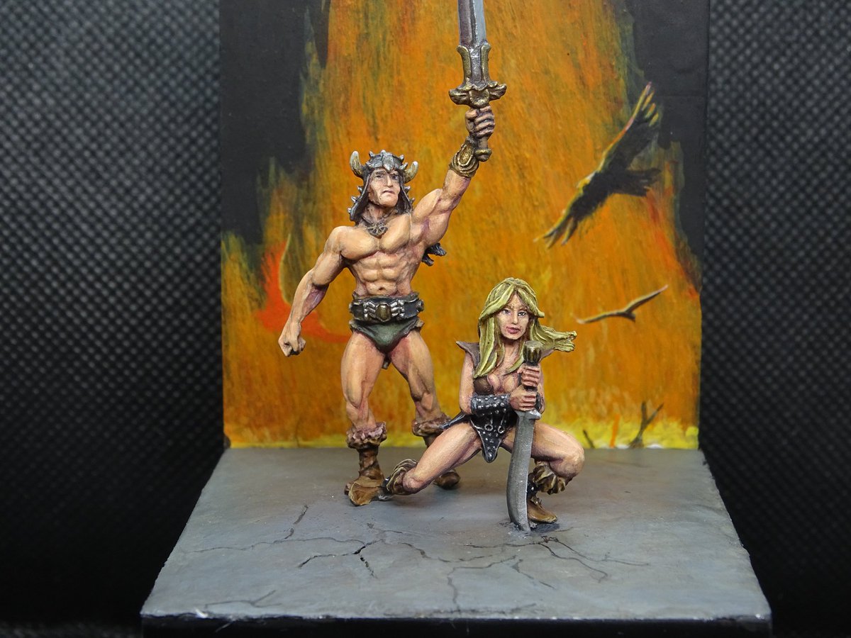 VonSpeek's tweet photo. El segundo proyecto del año acabado, ahora a decidir qué hacer ahora, demasiadas ideas y tan poco tiempo. #Warmomger #Diorama #CONAN #painting #paintingminiatures https://t.co/gTs3ha6wo5