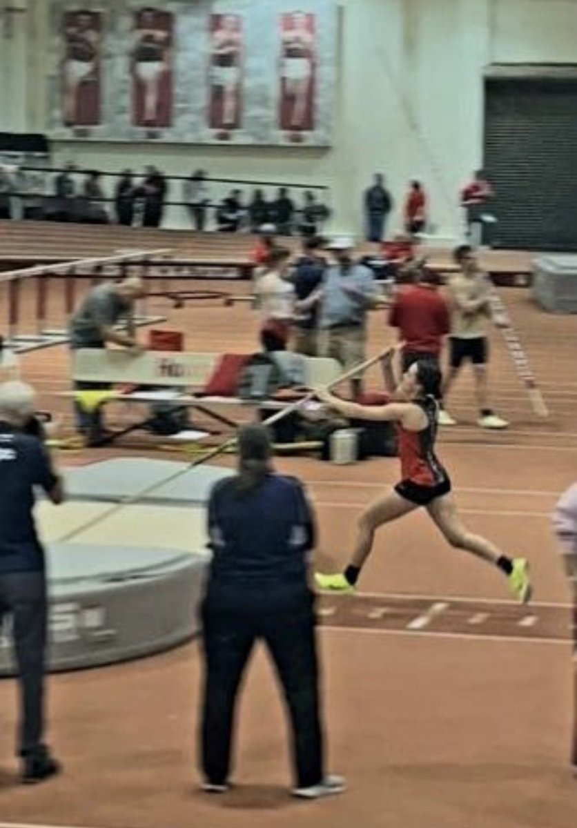 Yesterday, sophomore Taylor Hornbeck had an amazing day competing in pole vault at the Hoosier state relays indoor meet. She finished in 13th place with a jump of 8 feet 6 inches.