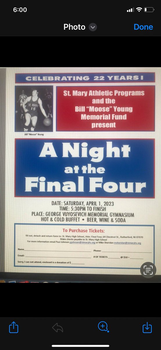 saintmaryhoops's tweet photo. Please consider purchasing a ticket to the annual Night at the Final Four hosted at Saint Mary HS. Have a great time, great food, and oh yeah root on your fellow Gael in the final 4! Information to buy tickets is on bottom of the photo. https://t.co/1qLab653Og