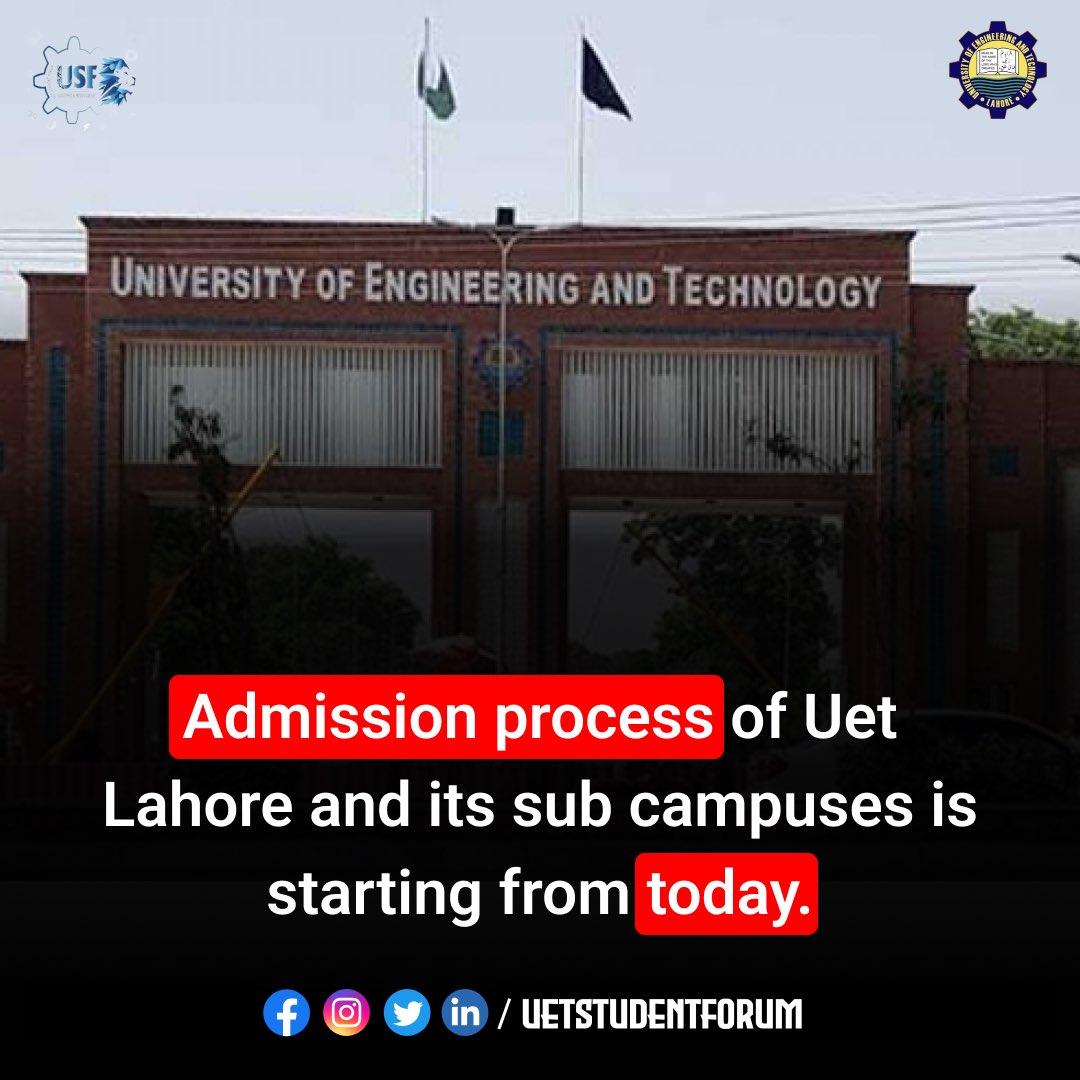 usfofficials's tweet photo. 📣 Attention all students! 

The Undergraduate admission process for UET Lahore is now open! 🎉.
Click here for more updates at: https://t.co/0xQr9Rdyk7 

𝐔𝐒𝐅 | 𝐀𝐜𝐚𝐝𝐞𝐦𝐢𝐜 𝐚𝐧𝐝 𝐌𝐞𝐝𝐢𝐚 𝐆𝐫𝐨𝐮𝐩 𝐨𝐟 𝐔𝐄𝐓

#USFproduction
#UETLahore #Admission2023 #DreamCareer https://t.co/gJyVvb8vf1
