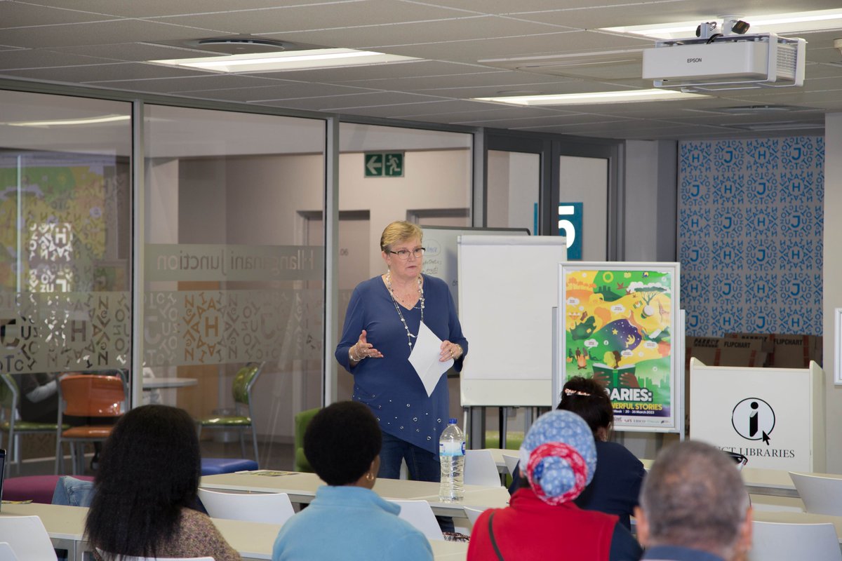 UCTLibrary's tweet photo. South African Library Week (SALW) event at #uctlibraries on 24 March.  Mandy Noble spoke to the theme of SALW 2023:  Libraries: telling powerful stories. Published Collections : Our ongoing recovery - nearly two years on. Read the full blog post https://t.co/JwBRxnUmf4 #salw2023 https://t.co/5CIeNRfnsL