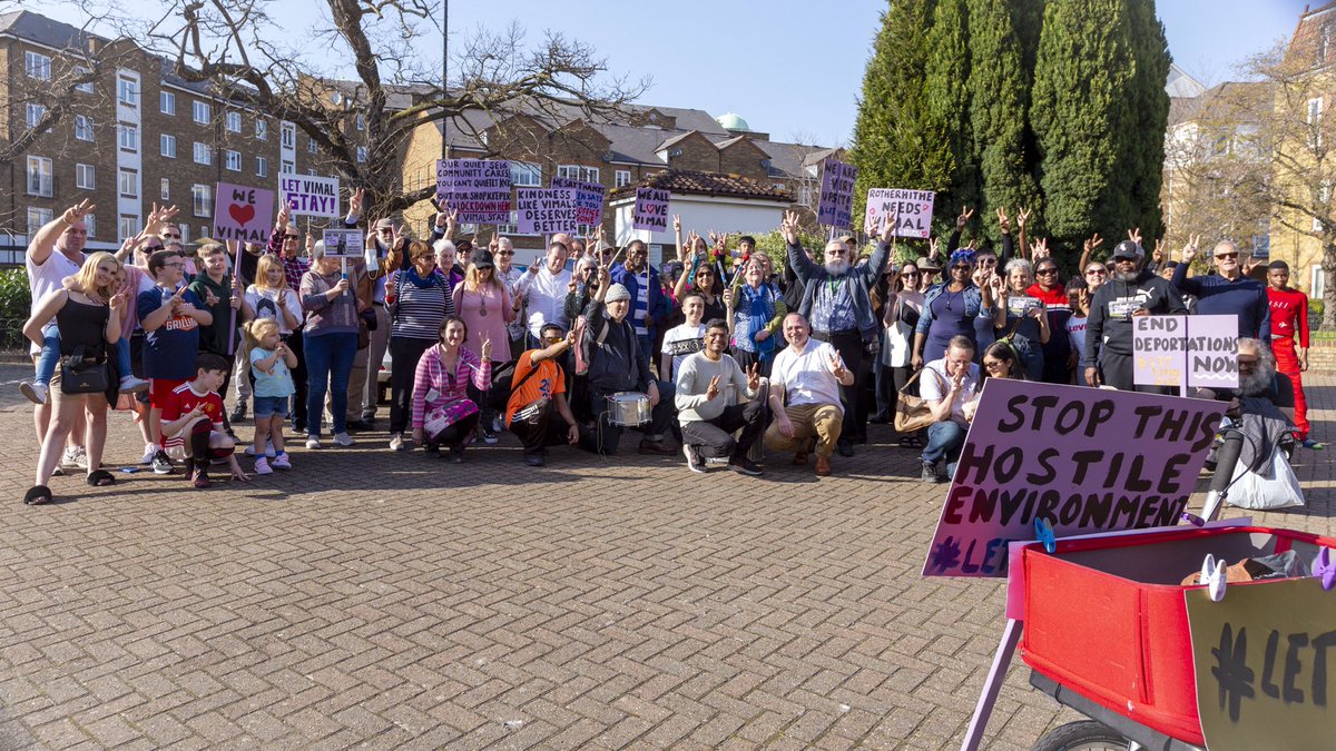 letvimalstay's tweet photo. Today’s the anniversary of our #LetVimalStay march here in #Rotherhithe. Around 100 people came, maybe more. @SchnitzerHanna &amp; @OliviaAndrews_1 documented the event (&amp; won an award). @coyleneil spoke at the end. The sun shone. But we must fight on. 178K+ have signed our petition. https://t.co/wHlBwJ9Qo4
