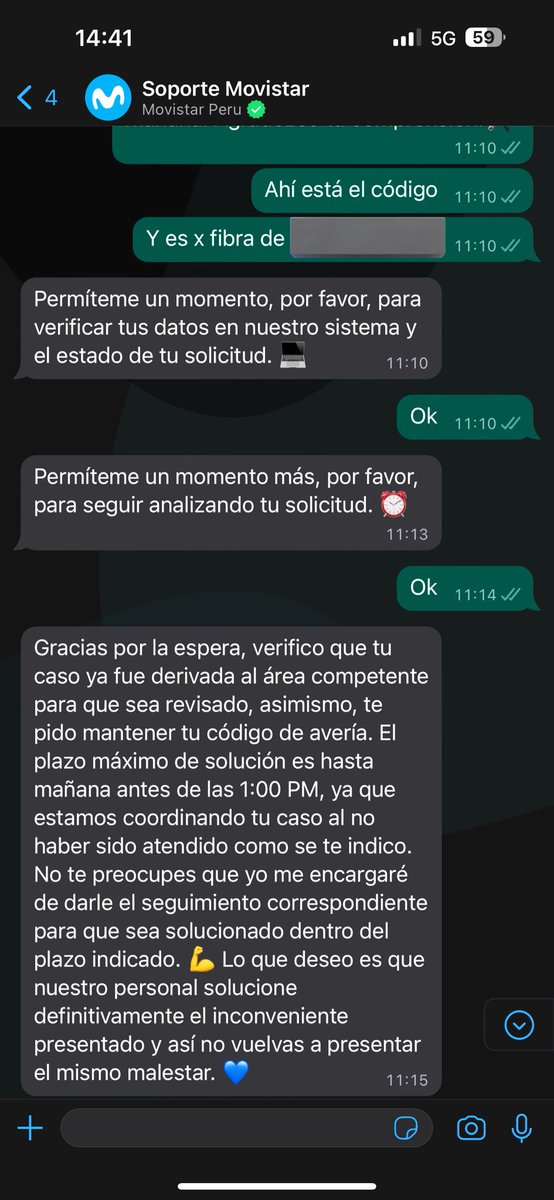 dachirg's tweet photo. @MovistarPeru desde el jueves sin servicio, agendan visita y no vienen tengo un reclamo por avería que debió ser resuelto en 1 máximo según @OSIPTEL estamos a 2 días y nada. El código es TSAC-683103-2023, sigo sin servicio y solo atinan a mandar plantillas https://t.co/GF5hSJHa1B