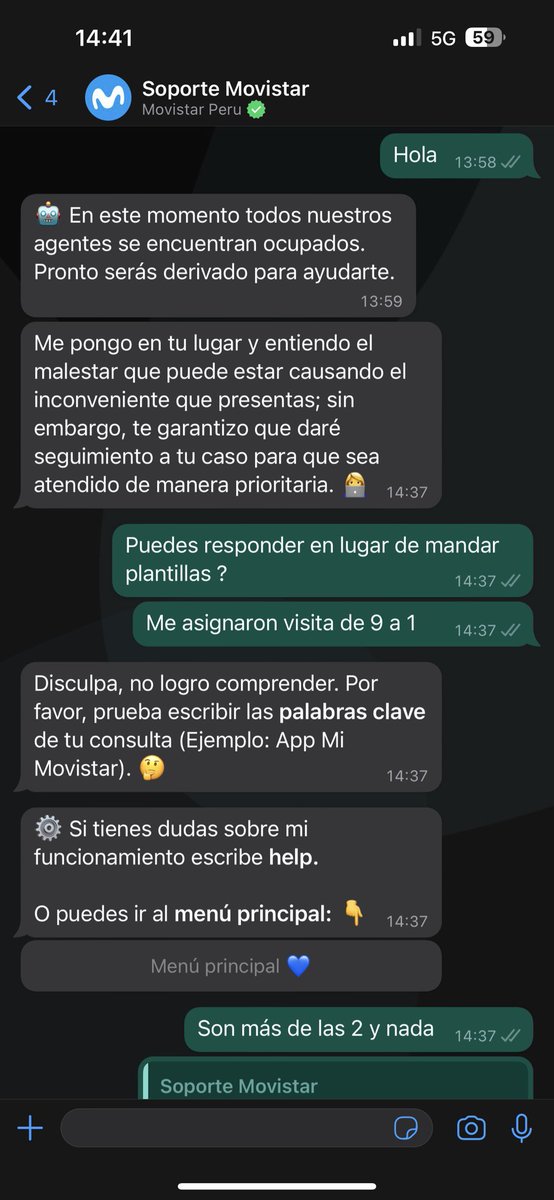 dachirg's tweet photo. @MovistarPeru desde el jueves sin servicio, agendan visita y no vienen tengo un reclamo por avería que debió ser resuelto en 1 máximo según @OSIPTEL estamos a 2 días y nada. El código es TSAC-683103-2023, sigo sin servicio y solo atinan a mandar plantillas https://t.co/GF5hSJHa1B
