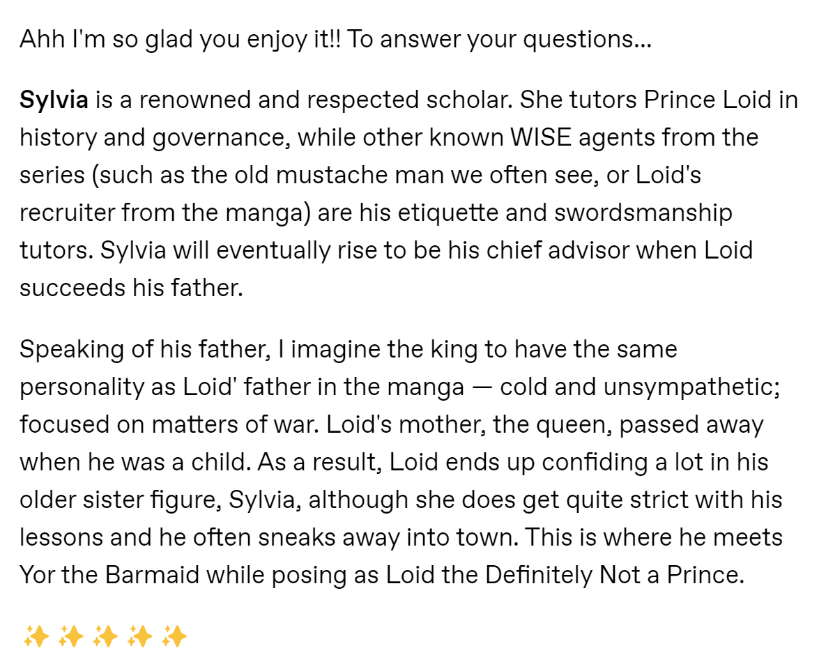 steohmochi's tweet photo. got a tumblr ask regarding my spy x family 『royal guard AU』 and ended up just writing out most of the lore... it's a bit of a read, but here it is if you're interested!! 

👑⚔️🌹
#spyxfamily https://t.co/p7VSpobeHi