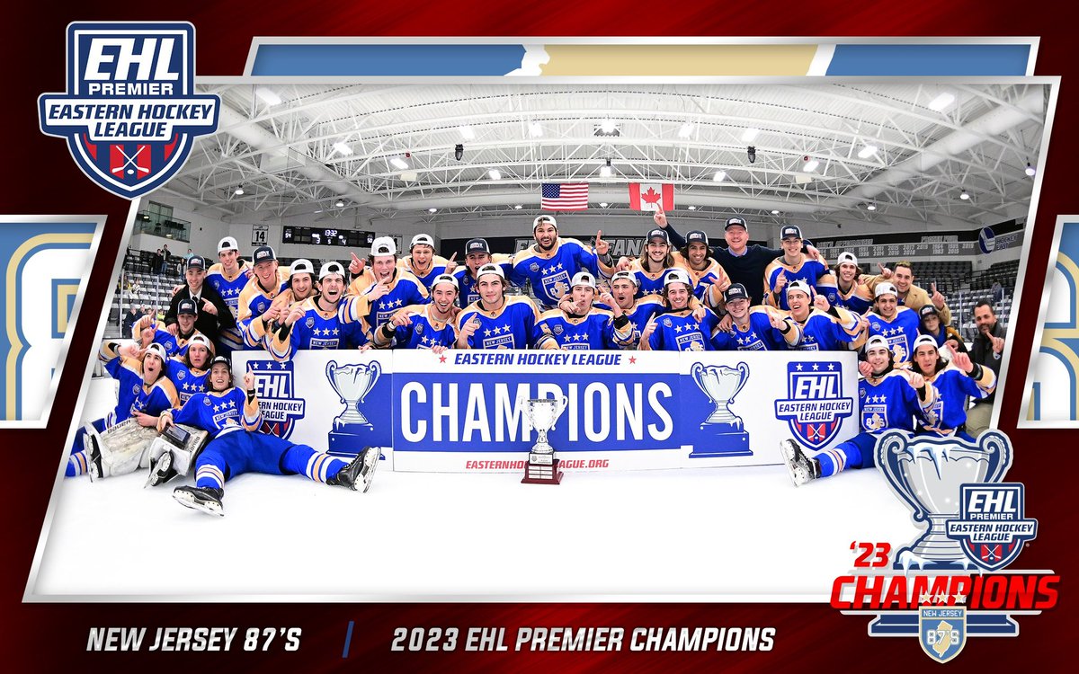 EHLpremier's tweet photo. Congratulations to the @NJ87sEHL on being the 22-23 EHLP Champions!

#EShow | #EHLFrozenFinals https://t.co/kjYvV0wnSr