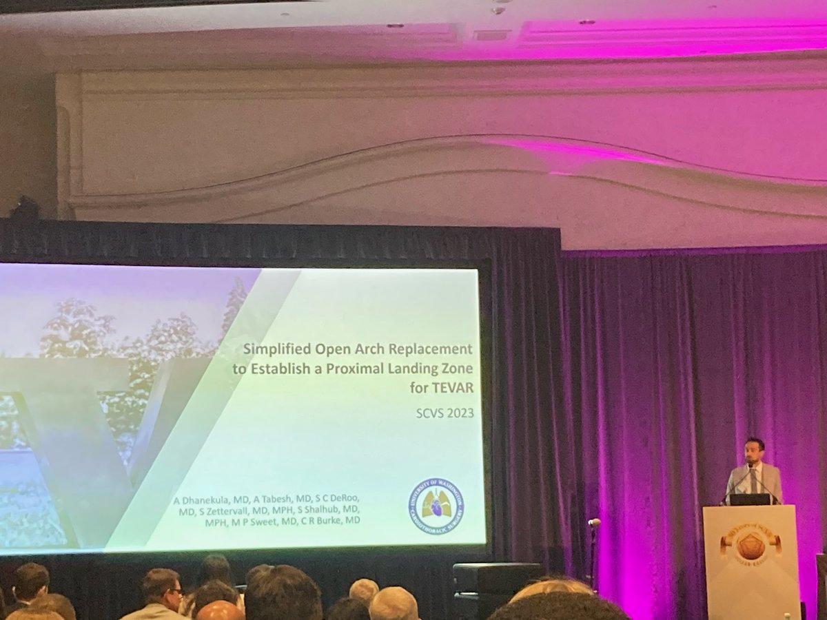 Congratulations to our cardiac resident Dr Arjune Dhanekula for his presentation on open arch replacement to create a landing zone for TEVAR at the Society for Clinical Vascular Surgery meeting!