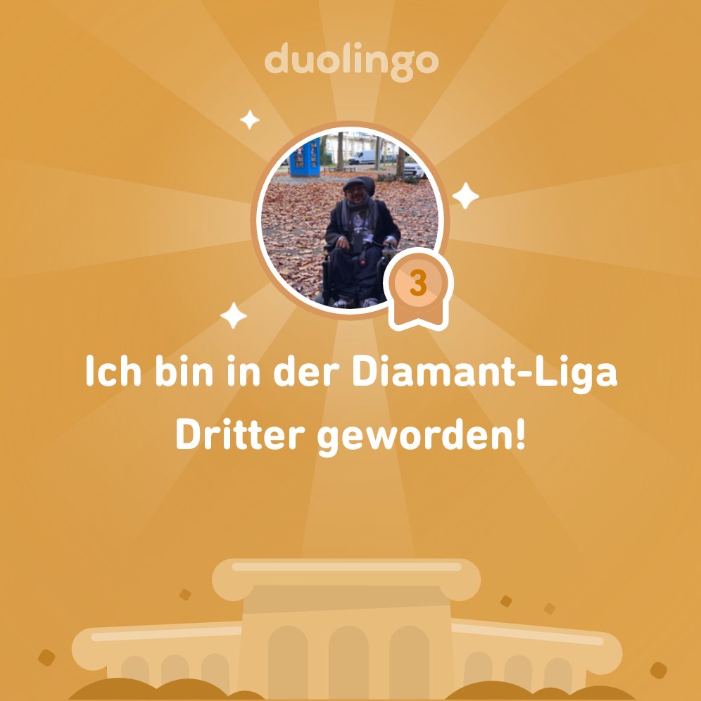 turboseller's tweet photo. Ich habe in der Diamant-Liga auf @Duolingo den 3. Platz belegt! https://t.co/Zxi2SVHaqY