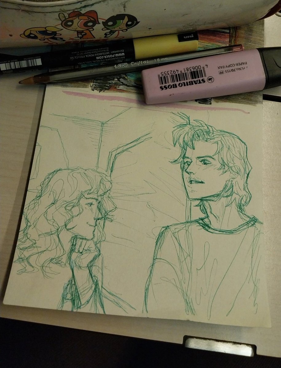 cmms19_'s tweet photo. Going on a train trip, and each to their view 
#steddie #steddiefanart #StrangerThings #pendrawing https://t.co/zzyi8JsFDM