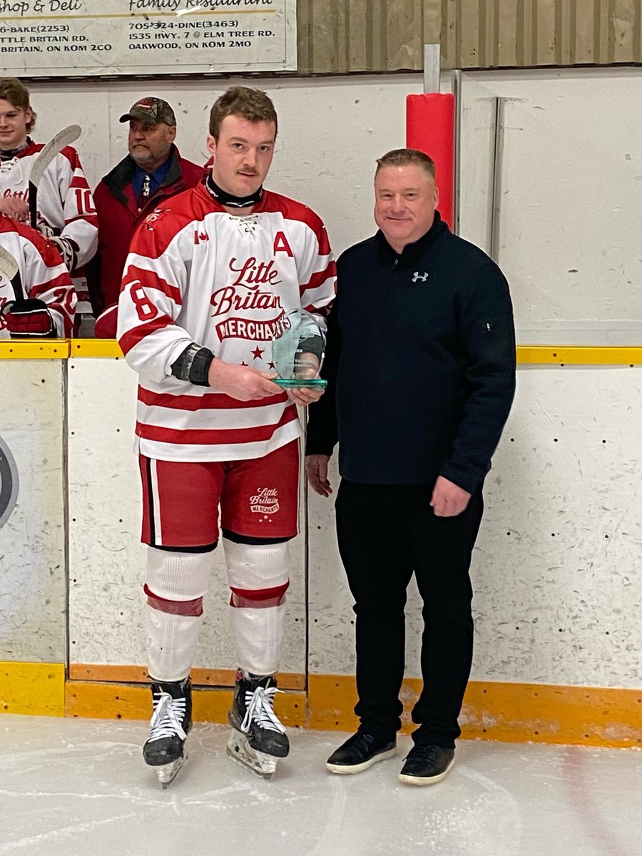 Congratulations to Owen Shier for being awarded PJHL ORR division ‘most valuable Defensemen’ - for the second yr in a row!  🏆🏆 
#defence #littlebritain #mostvaluable #teamleader #juniorhockey