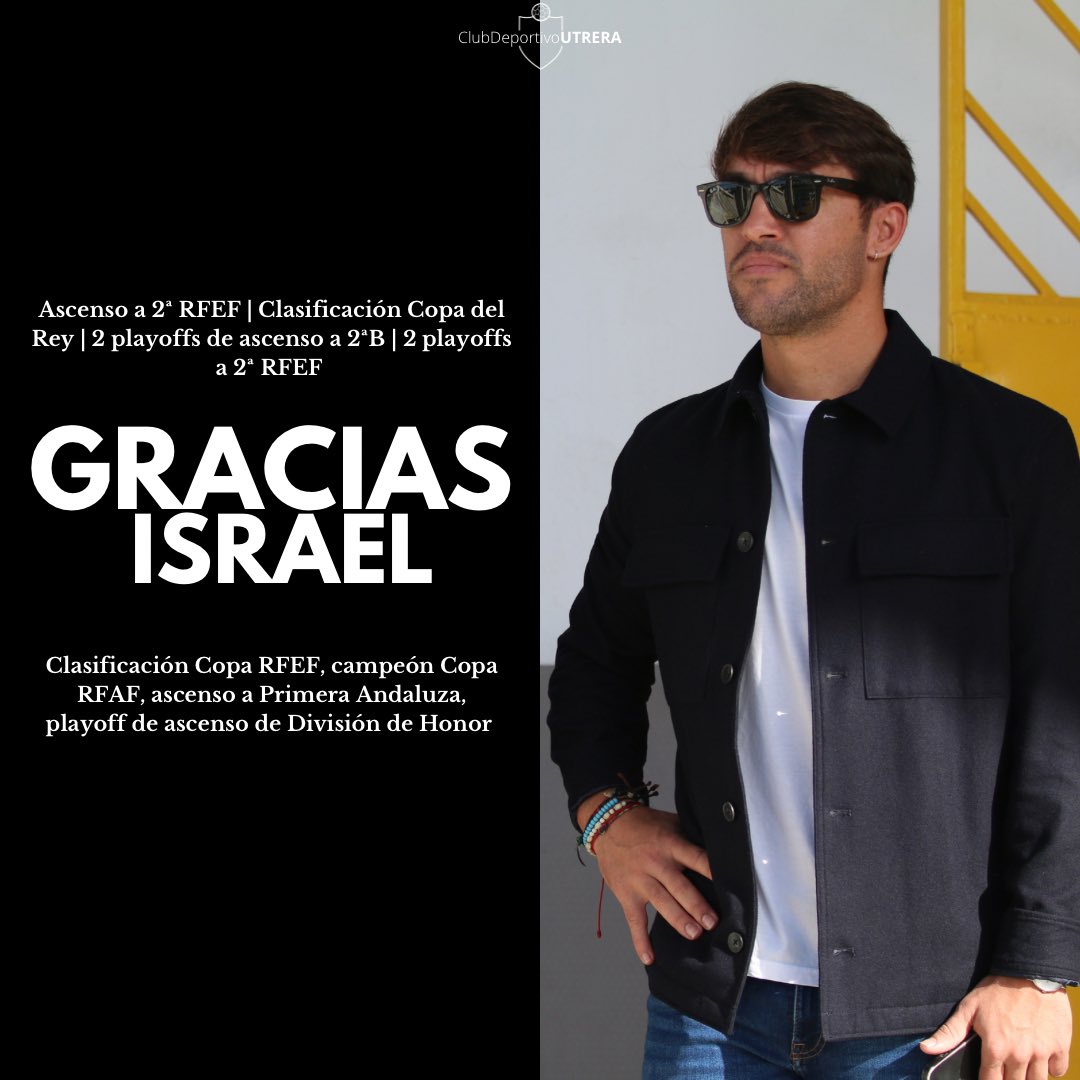 𝐈𝐬𝐫𝐚𝐞𝐥 𝐁𝐚𝐬𝐜𝐨́𝐧 finaliza su etapa como director deportivo del #CDUtrera

Palmarés:
• ⬆️ 2ª RFEF
• 🔛 Copa del Rey
•  2 playoff a 2ªB/ 2 a 2ª RFEF
• 🔛 Copa RFEF
• 🔛Copa RFAF
• ⬆️ Primera Andaluza
• Playoff a DH

Gracias por estos 6 años, te deseamos lo mejor 👏🏼