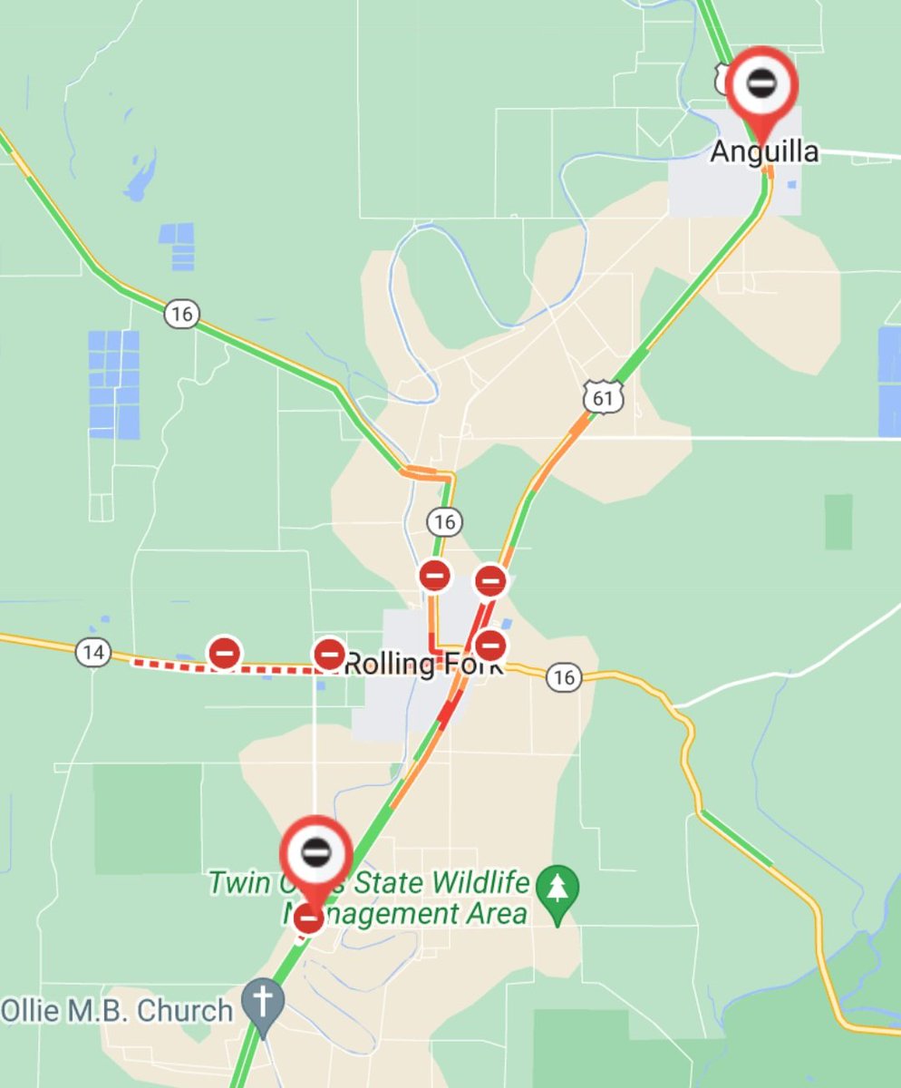 RealMiBaWi's tweet photo. Current road conditions / closures in and around #RollingFork, #SharkeyCounty #Mississippi 

Map > https://t.co/NC6uCSWxl5 https://t.co/mPTfsaqACj