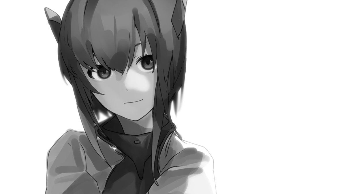 taihou (kancolle) 1girl greyscale solo monochrome headgear short hair white background  illustration images