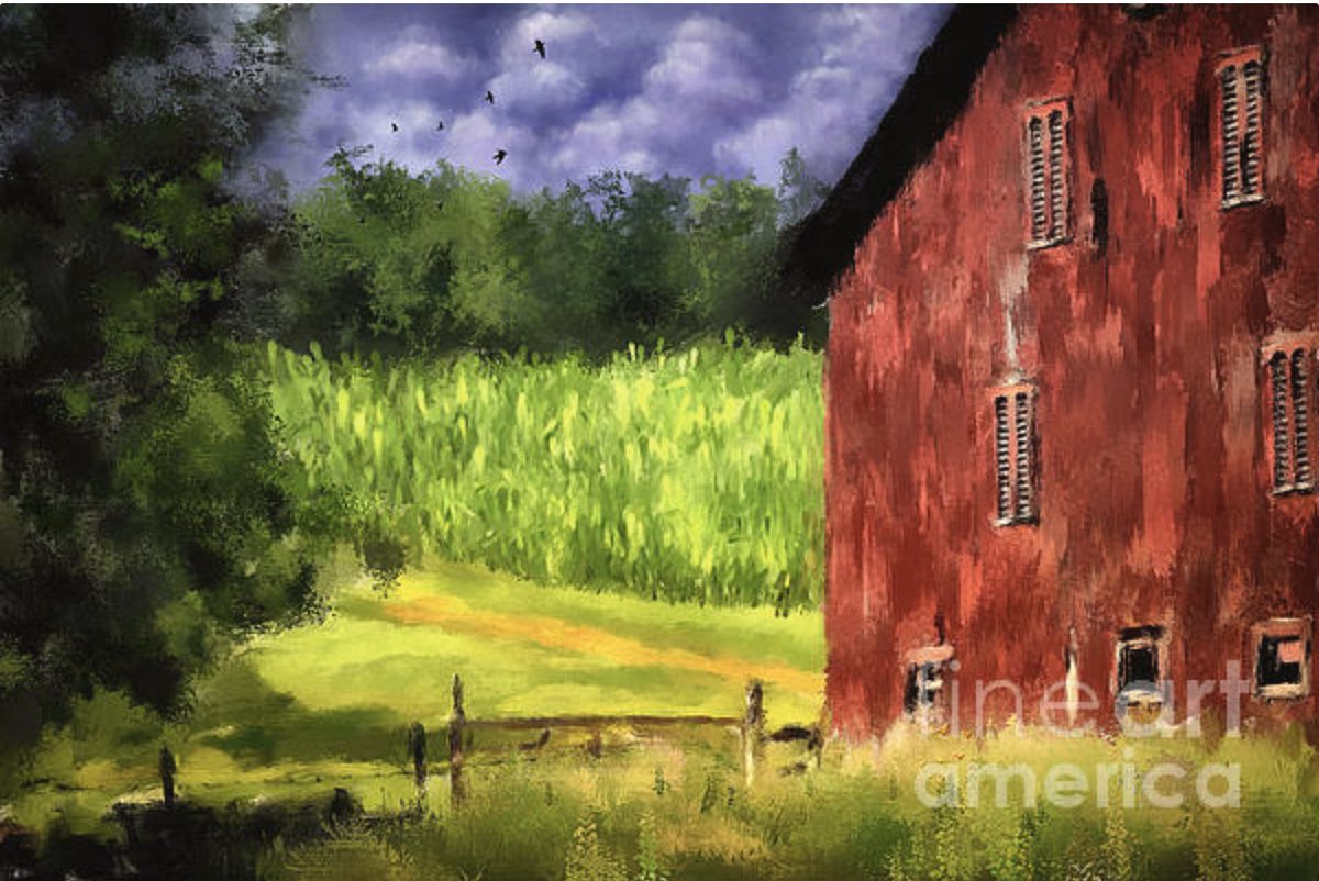 Check out In The Cornfield … as #wallart #puzzles #mugs #tshirts #totebags and more! fineartamerica.com/featured/in-th… #CorelPainter #LoisBryan #art #giftideas #barns #redbarns #BedfordPA