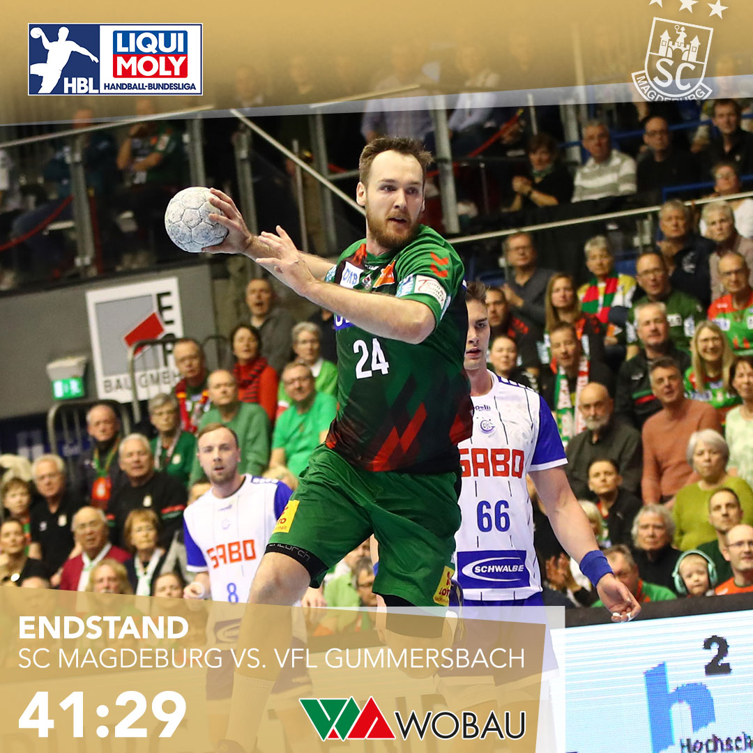 SCMagdeburg's tweet photo. HEIMSIEG! 🤩

Wir gewinnen mit ➕ 12 gegen den VfL Gummersbach. 
Danke für die geile Stimmung #gruenrotewand 💚❤️

Spielbericht ➡️ https://t.co/CIjJPMeXHN
_____
#scmhuja I 📸 Franzi Gora https://t.co/0z8ETMwVjo