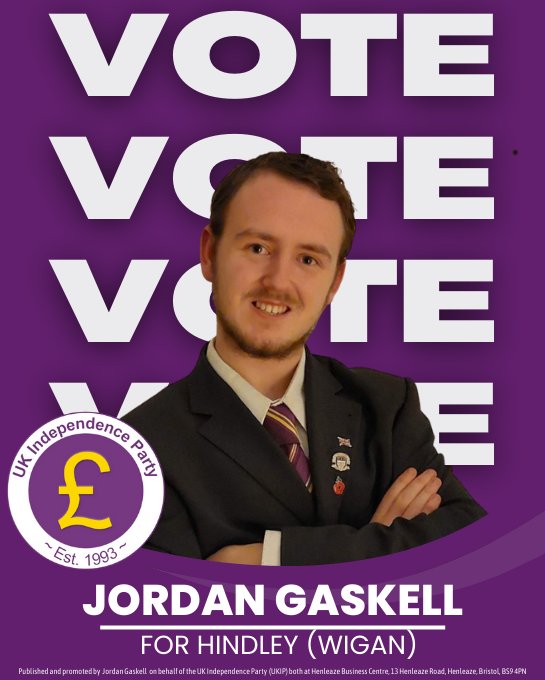 UKIP: RT @JordanGaskell8: Vote Jordan Gaskell 4th May Hindley Local Elections

#JordanForHindley #HindleyCanBeBetter