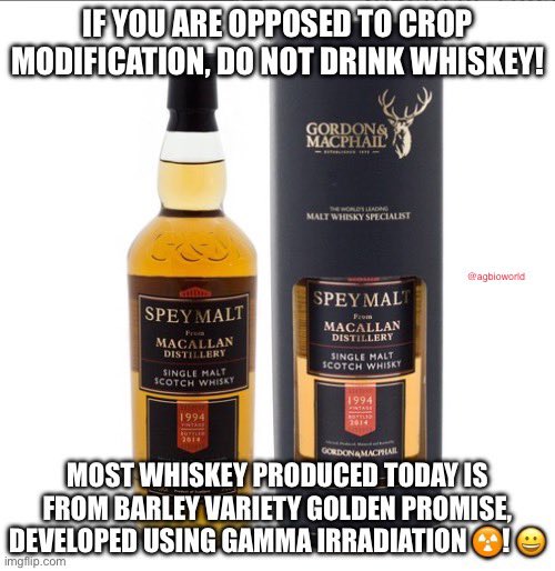 AgBioWorld's tweet photo. If you are spooked by GMOs or gene editing of your food, wait till you hear how your favorite whiskey was developed!
H.t @DavidChalmers1 

Read https://t.co/KXhbvq6aIB https://t.co/tDxi0SPLxq