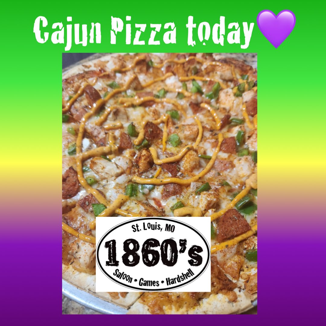 Sunday Funday Pizza: Andouille sausage, chicken, peppers, onions, blackening spice and cajun aioli
#1860s #pizza #Soulard #stlpizza #SundayFunday