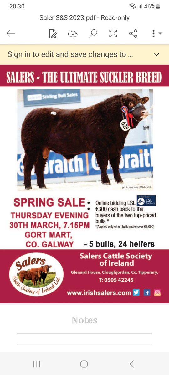 Carrentubber Boston Lot 5 in the Salers sale in Gort Thursday evening 30th March.
This 13mth old son of Montesqieu, whose dam was imported from the Cumbrian herd in the UK.
He is fertility tested and has good replacement &amp;  terminal index. <a href="/doveagenetics/">Dovea Genetics</a> <a href="/progressivegen/">Progressive Genetics</a>