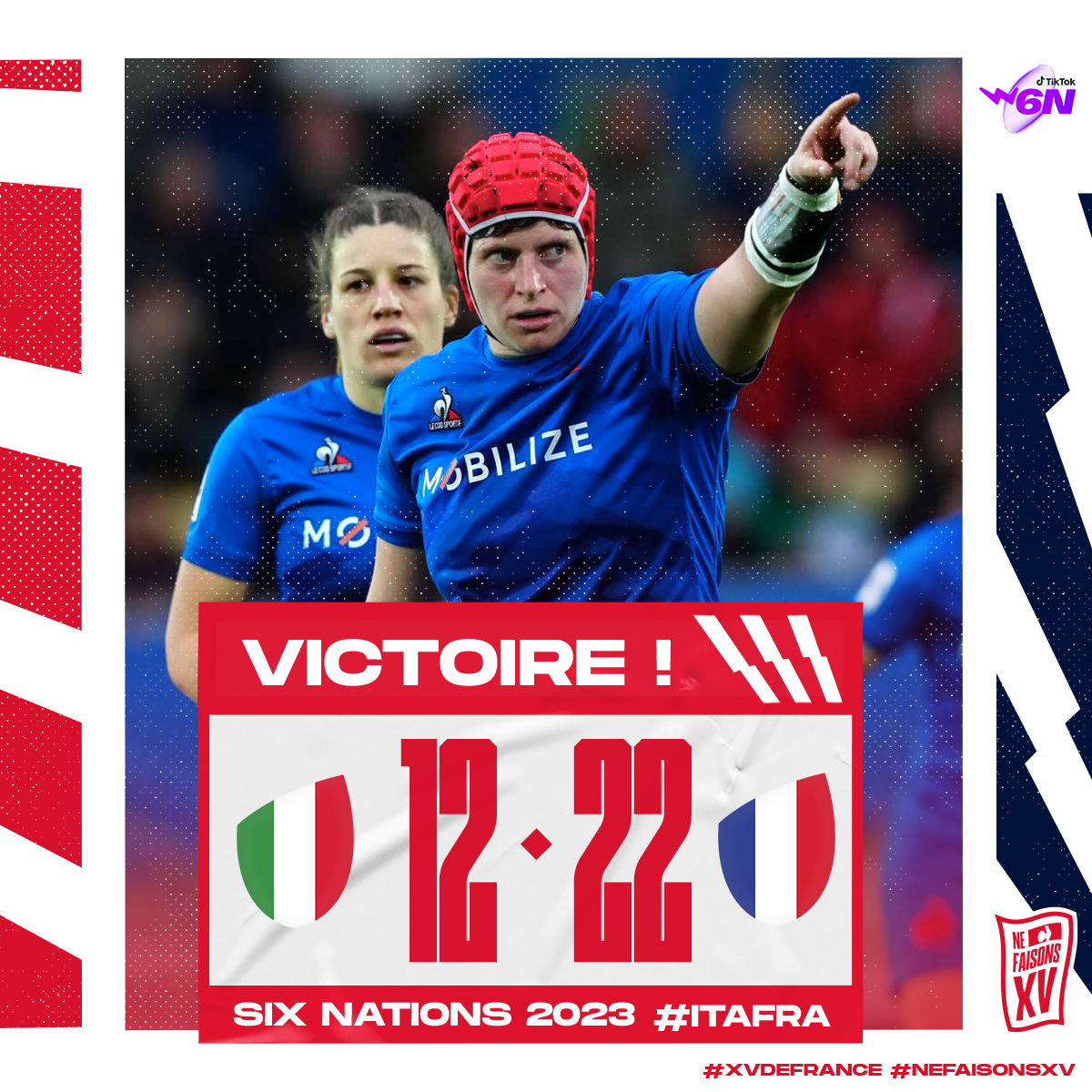 FranceRugby's tweet photo. 🇮🇹🇫🇷 Les Bleues démarrent le Tournoi par 𝐮𝐧𝐞 𝐯𝐢𝐜𝐭𝐨𝐢𝐫𝐞 en Italie ! #ITAFRA #XVdeFrance #NeFaisonsXV #TikTokW6N https://t.co/xVGebSPVKa