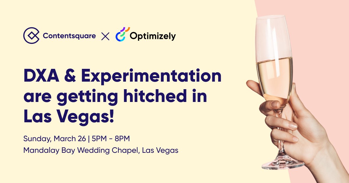 Love is in the air today!💕

Join us for our special day with our long-time partners <a href="/Optimizely/">Optimizely</a> tonight at 5 PM at the Mandalay Bay Chapel.⛪

It's guaranteed to be a night to remember: okt.to/OWYCFD

#Shoptalk2023  #ShoptalkVegas #Shoptalk #MoreHumanAnalytics #DXA