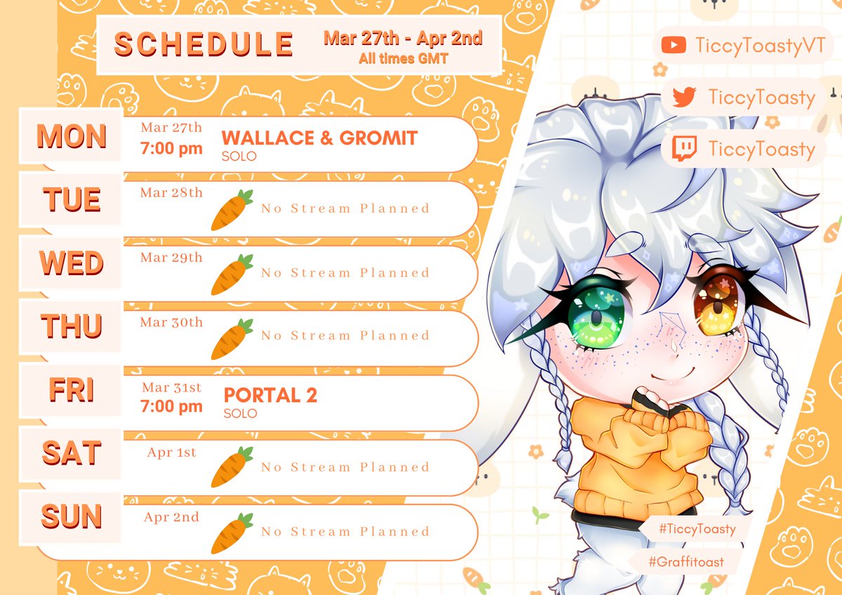 TiccyToasty's tweet photo. ๐ This Week's Schedule ๐
๐ป Links ๐ป
๐ฅhttps://t.co/Y3H7F6wdlw
๐ฅhttps://t.co/opKNzbVJcO
๐ฅhttps://t.co/0GDioWJs8a
๐ฅhttps://t.co/CcdTXRG9G3
๐ป Tags ๐ป
๐ฅ#TiccyToasty
๐ฅ#Graffitoast
#ENVtuber #VtubersEN https://t.co/R3FJz8D7bH
