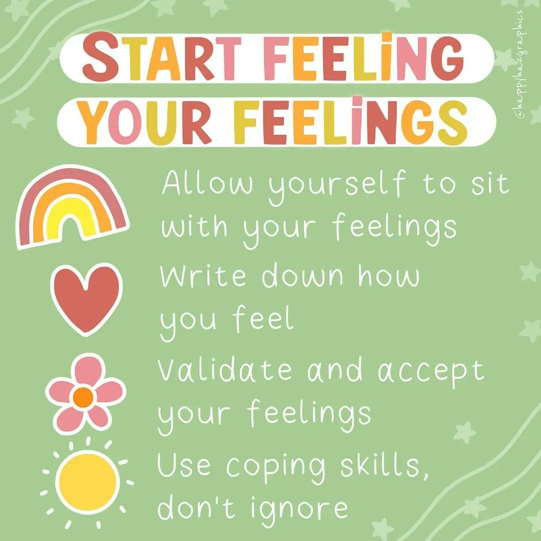 MentalHealthAm's tweet photo. Let’s face it: #feelings can be hard. Which of these reminders are you taking as we begin a new week? 🌈❤️🌸☀️

🎨: @happyhazgraphics on IG https://t.co/FEIQf9Zzk9