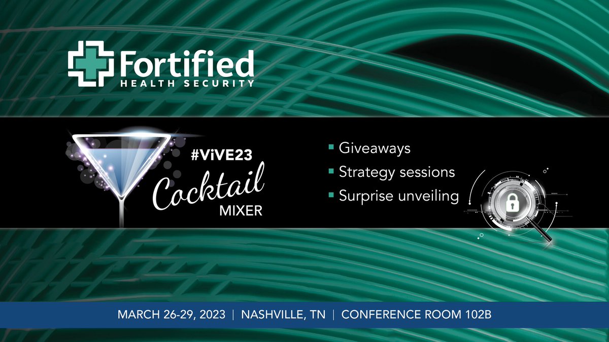 FortifiedHITSec's tweet photo. We just landed in Nashville for #ViVE23. Come to our cocktail mixer tomorrow in conference room 102B for free cocktails and to see Fortified Central Command in action. Doors open at 2:30, party starts at 3:00.
#ViVE2023 #FortifiedCentralCommand #Cybersecurity #HealthIT #launch https://t.co/TWH6KXYGZx