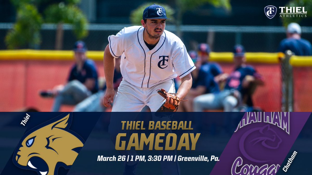 ⚾️GAMEDAY: The Tomcats open up PAC play with a doubleheader against the Cougars! Game one begins at 1 PM, while game two will begin at approximately 3:30 PM!

📈:sidearmstats.com/thiel/baseball…
📺:boxcast.tv/view/base-chat…

#TomcatPride | #TCB | #d3baseball | #pacbaseball