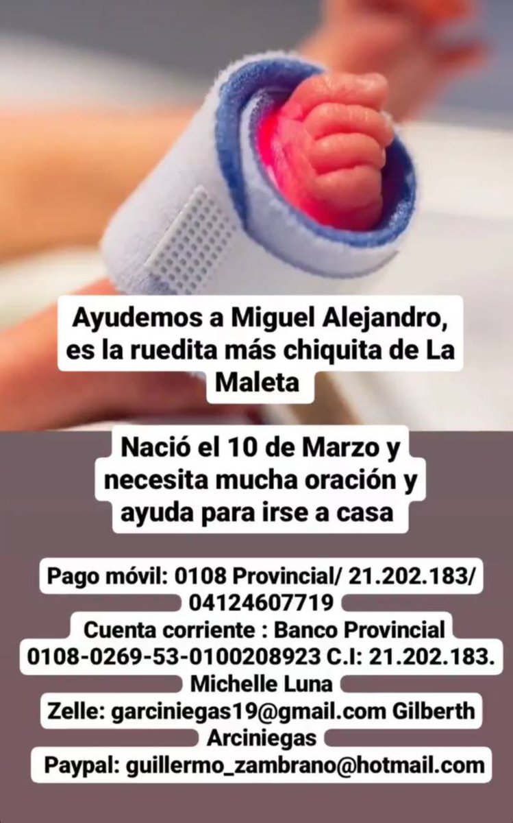 DSDSocial's tweet photo. #ServicioPúblico Miguel Alejandro es un bebé prematuro que está en la clínica La Floresta de #Maracay su familia agotó todos los recursos y hoy nos necesitan. Por favor RT ❤️ https://t.co/fCGV8Bq46T