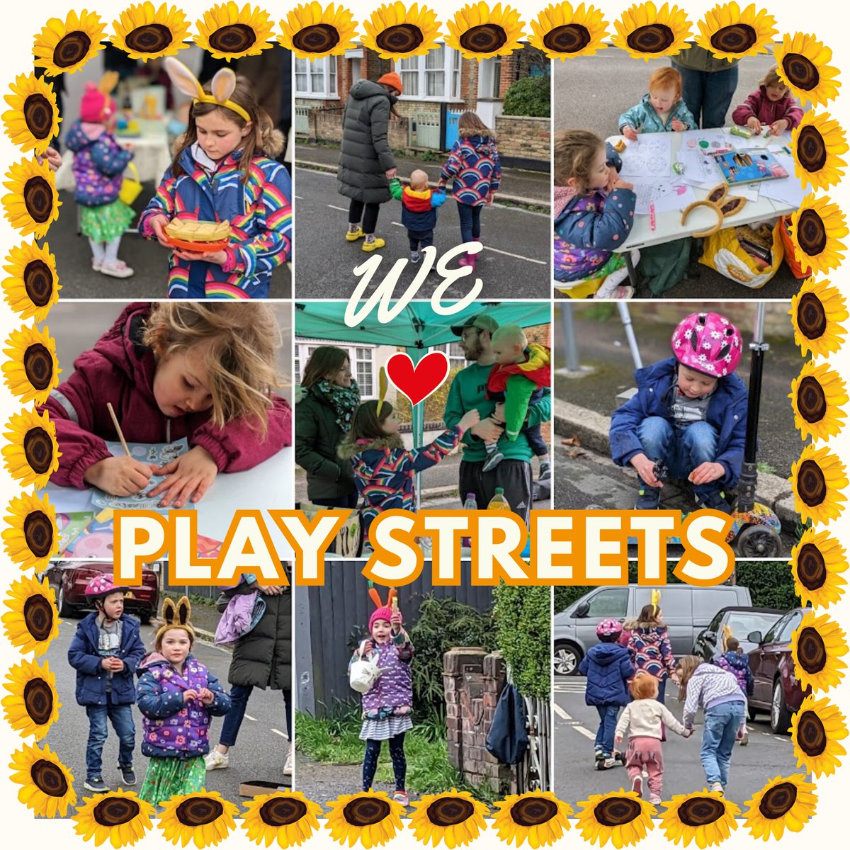 SSRAKingston's tweet photo. Another fab Play Street event, with around 30 local residents of all ages dodging the drizzle to have a most eggscellent time! Already looking forward to the community coming out to play again in May &amp; June. #Norbiton #PlayingOut #SpaceForPlay #Easter #PlayStreets #Community https://t.co/sEkH15DkXH